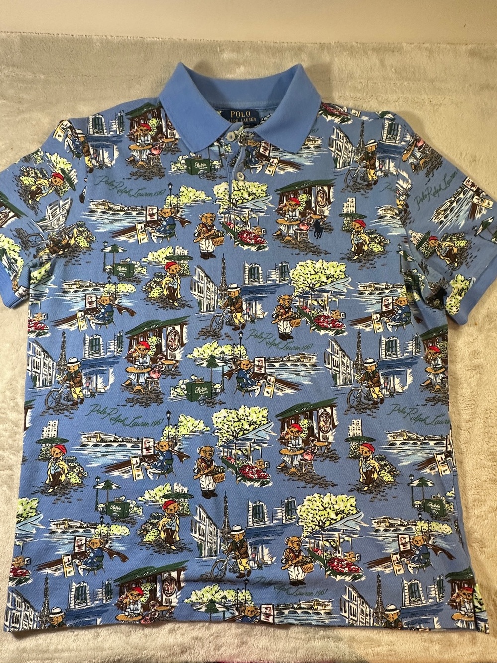 Polo by Ralph Lauren Light Blue Scenic Print Polo Shirt
